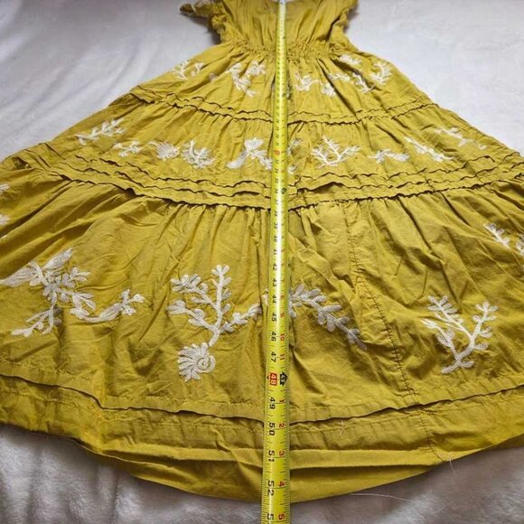 Anthropologie Yellow and White Embroidered Somerset Maxi Dress with pockets - Picture 11 of 11